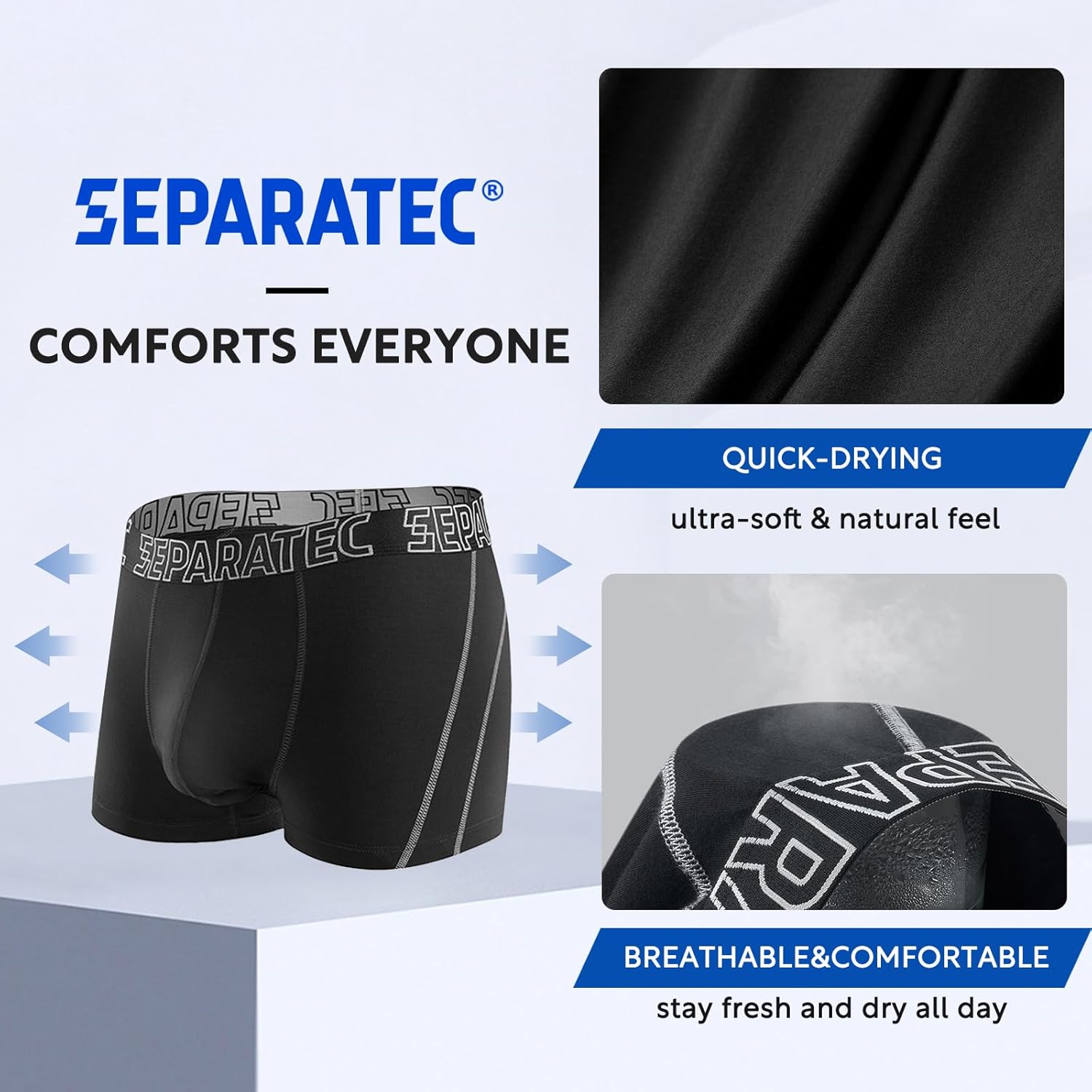 Separatec Mens Trunks Underwear with Dual Pouch Mens Underwear, Soft Breathable Rayon Made from Bamboo Trunks for Men - Image 4