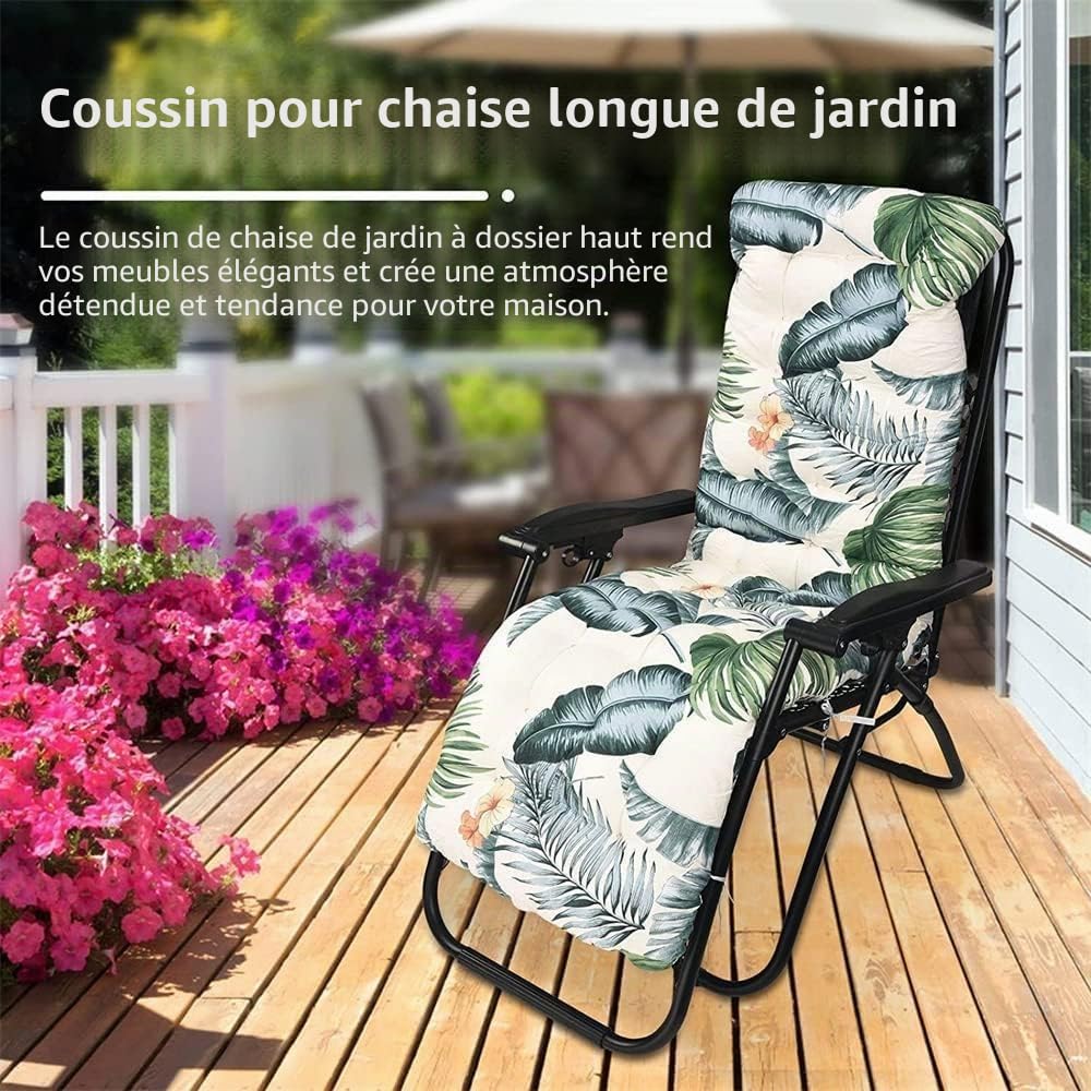 Coussin De Chaise Coussin De Chaise Longu Bain De Soleil, Longue De Jardin Coussin Transat Jardin Exterieur Matelas Pour Transat Coussin Transat Pour Fauteuil Relax Lounge(B,160x48cm/62.9x18.8in)