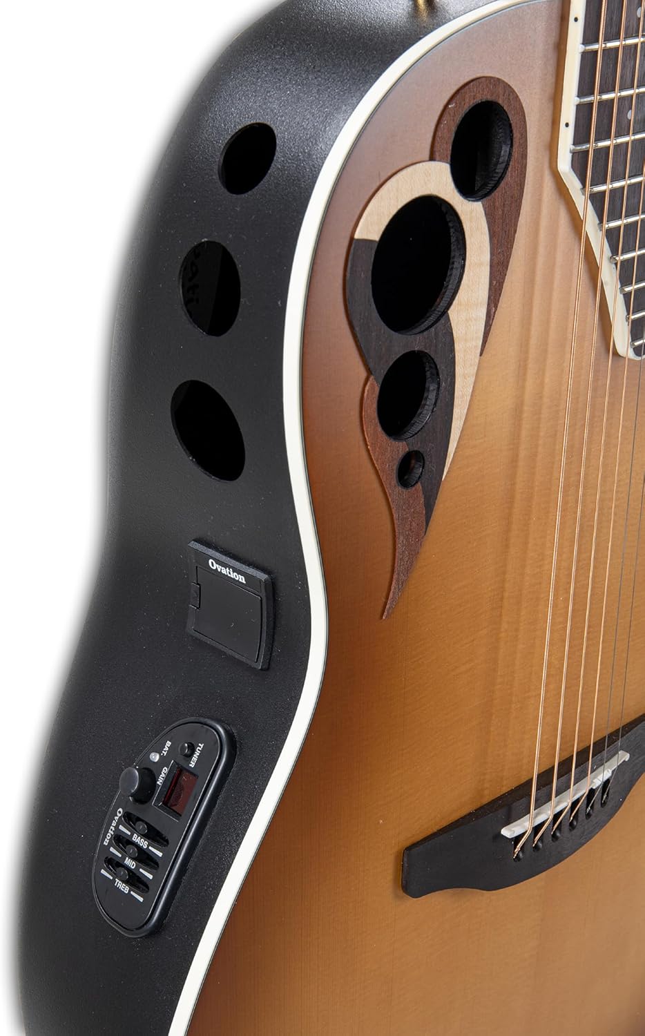 Ovation CDX40-PB-G Celebrity Elite Deluxe CDX40 Electric Acoustic Guitar Solid Spruce Top Deep Contour Lyrachord Body Peach Burst Satin