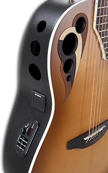 Ovation CDX40-PB-G Celebrity Elite Deluxe CDX40 Electric Acoustic Guitar Solid Spruce Top Deep Contour Lyrachord Body Peach Burst Satin