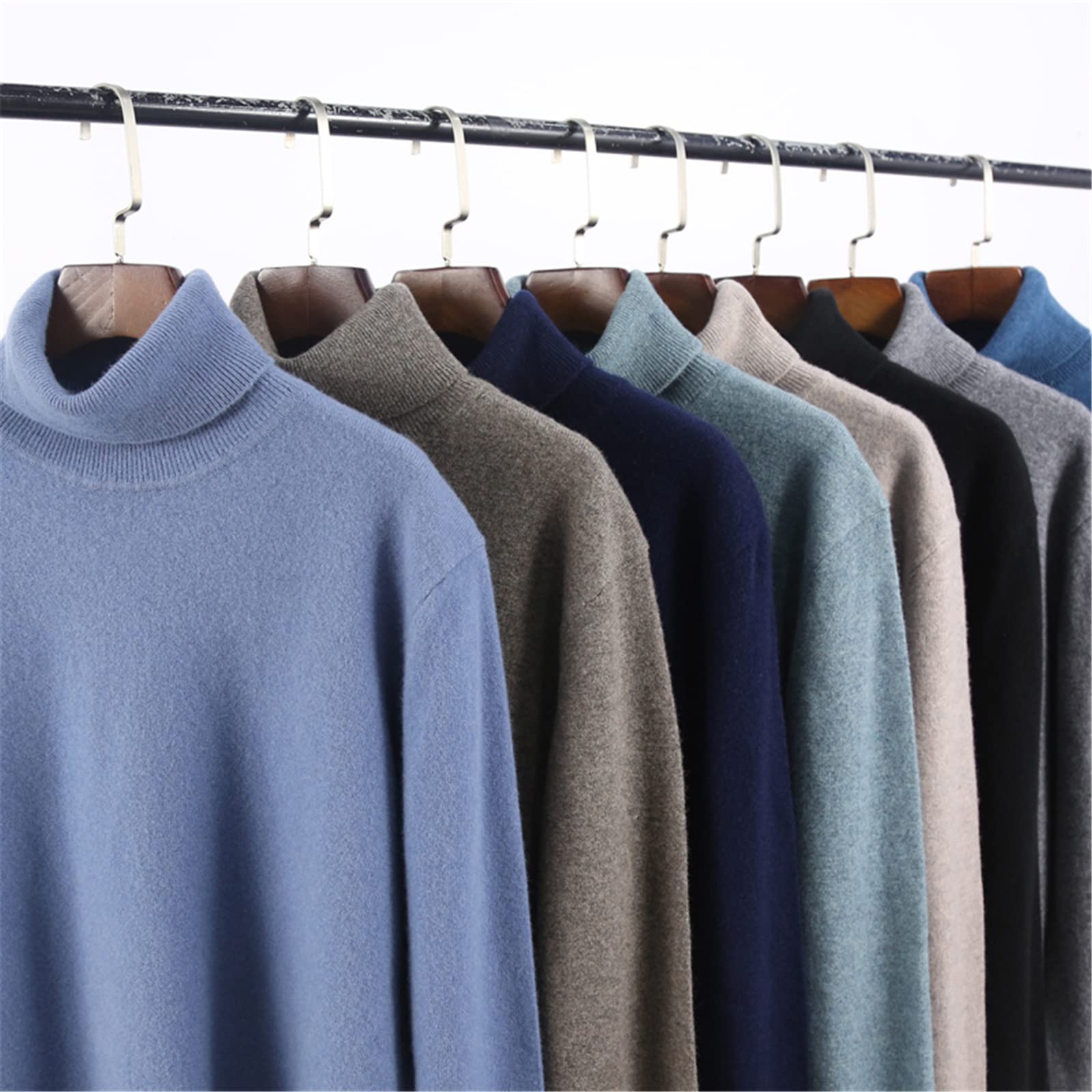 Vogrtcc Suéter de los hombres Suéter de punto de lana Jersey de invierno Cuello alto grueso Tops básicos, como en la imagen3, L