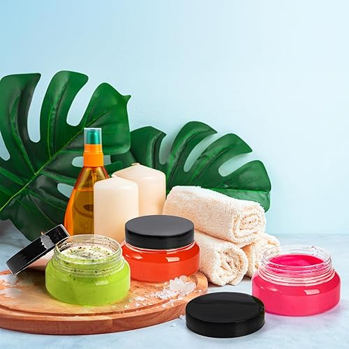 Miniatura 6 de Yarlung Paquete de 24 frascos de plástico de 5 onzas con tapas, tarros transparentes para exfoliantes corporales, recipientes vacíos y recargables,