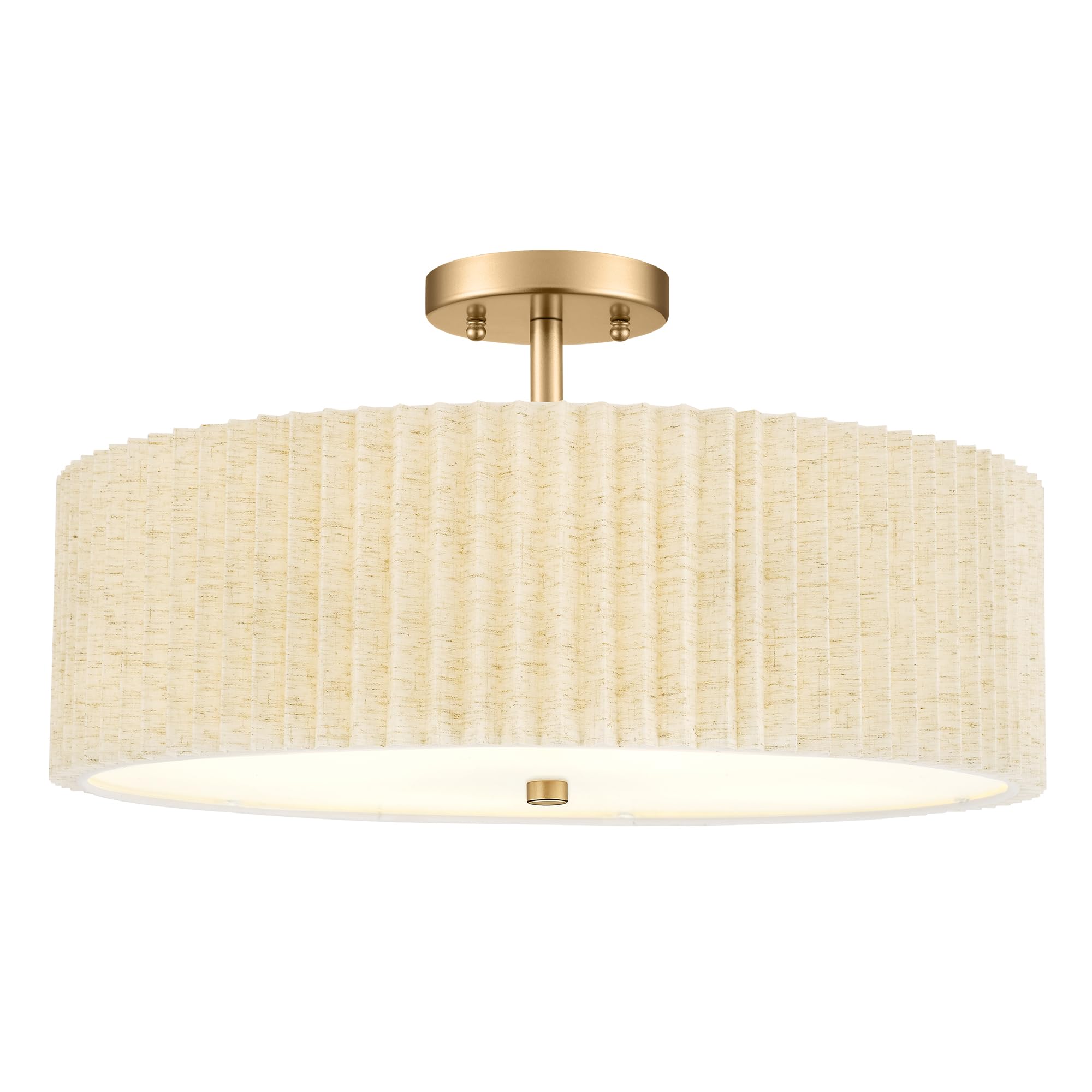 Audickic Semi Flush Mount Ceiling Lights, 4-Light 18" Gold Light Fixtures Ceiling Mount with Pleated Linen Fabric Shade, Drum Lighting Fixture for Nursery Hallway Bedroom Kitchen, AD-25036-4SF-GD-B โ image 1