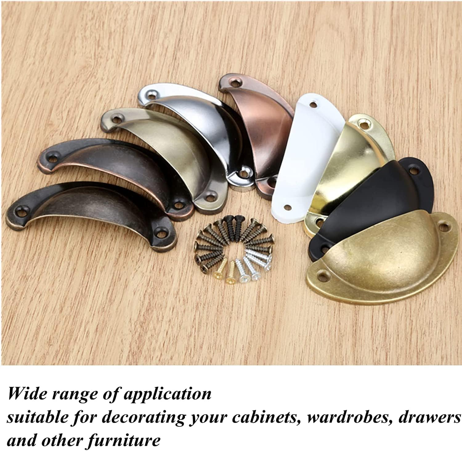 Yetaha Golden Antique Cabinet Drawer Pulls, Vintage Brass Cup Knobs for Dresser Cupboard Cabinet Drawer Furniture Decoration, with Screws (Yellow Bronze)