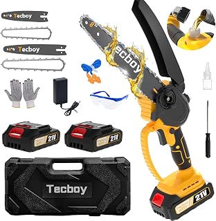 8+6 Inch Mini Chainsaw Cordless Electric Handheld with 2X 2.0Ah Batteries