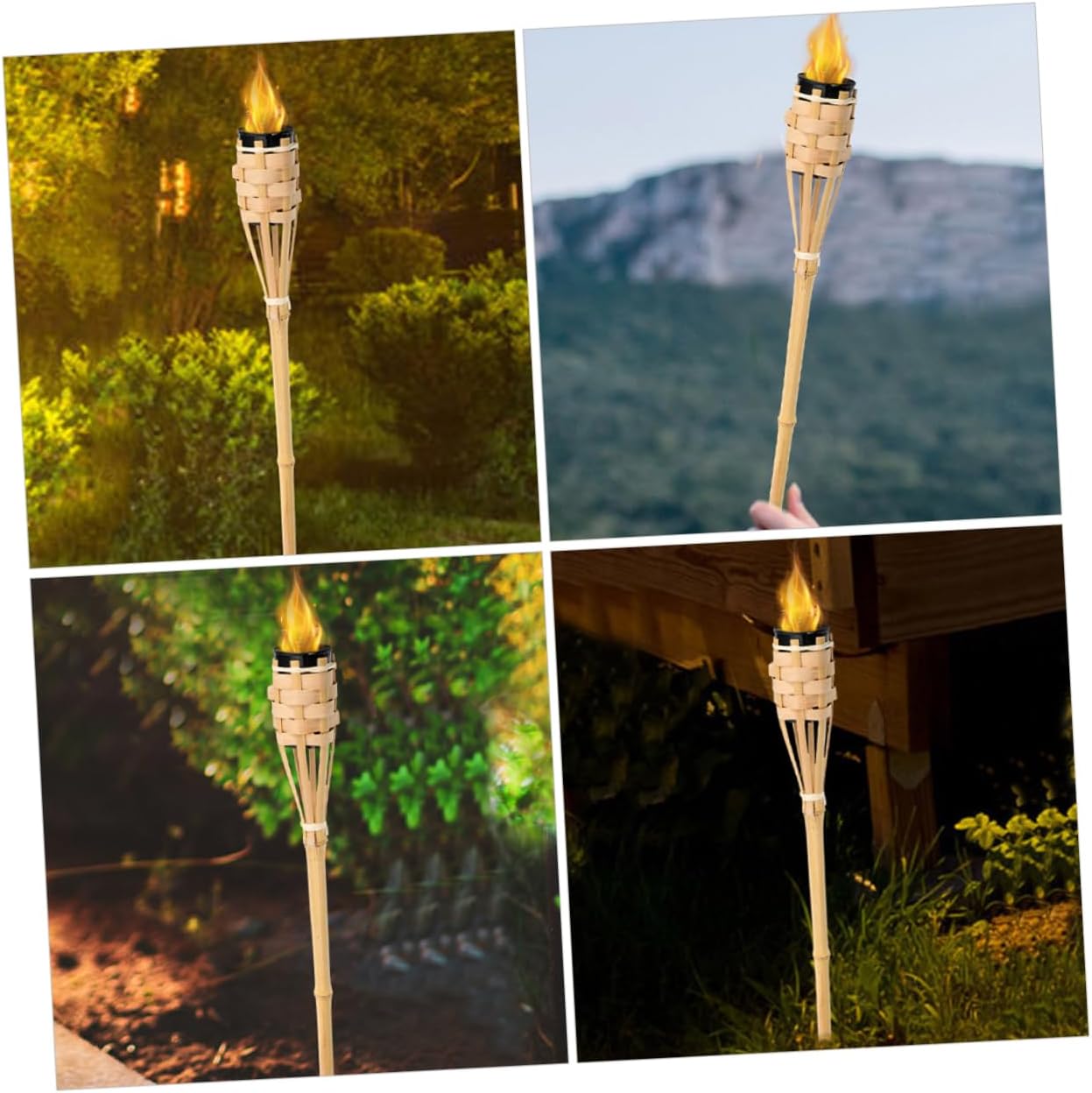 TEHAUX Torch for Outdoor Events Decorative Oil Lamp for Garden Parties Pathway Lighting and Festive Gatherings Handheld Woven Torch for Warm Atmosphere