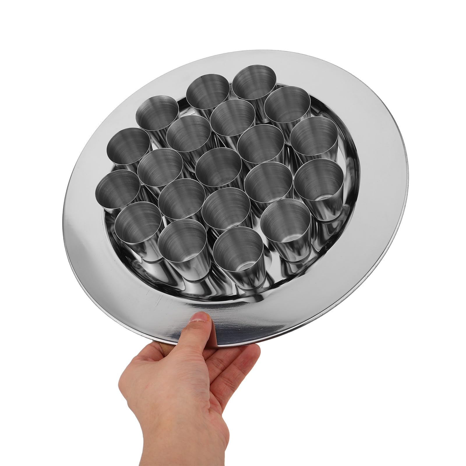 Set di Calici da Comunione in Acciaio Inossidabile Argento Impilabile per Forniture Ritualistiche e Servizi di Regolari