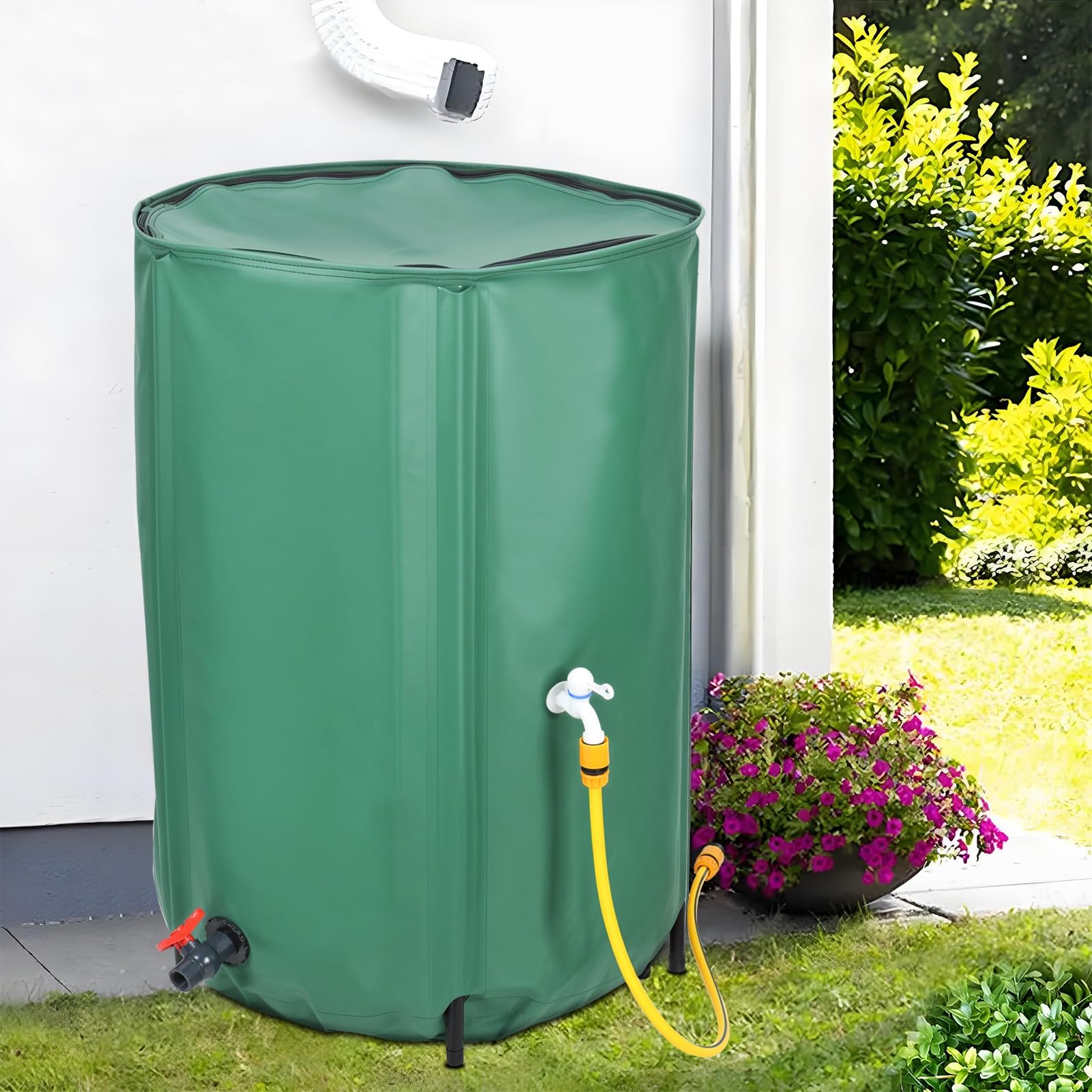 Sistema di raccolta dell'acqua piovana portatile da 100 n con filtro e interruttore per rubinetto, ideale per irrigazione da giardino e conservazione dell'acqua