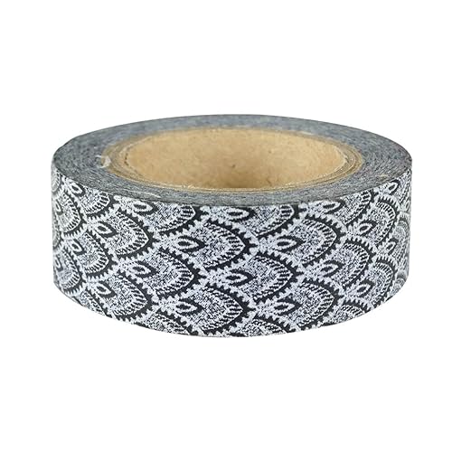 Wrapables Damasco japonés washi cinta adhesiva - hoja vintage negra