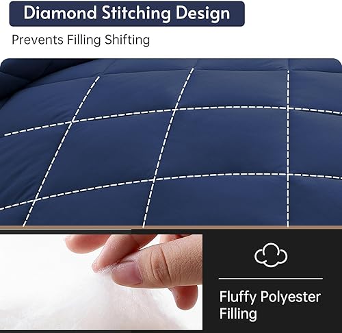 Miniatura 303 de MUXHOMO Juego de edredón Queen de 7 piezas, cama reversible en una bolsa, tamaño Queen, juego de ropa de cama para todas las estaciones con edredón