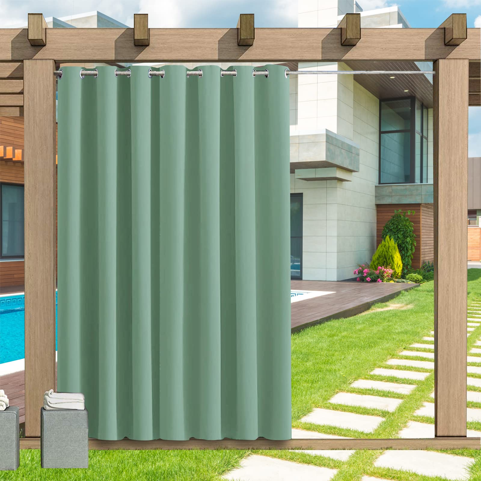 LZXSXZ Outdoor Curtains, 1 Panel, B120xH213CM, 24 Colors, Waterproof, Sun Shade, Privacy Screen, Patio, Pergola, Balcony, Porch โ image 1