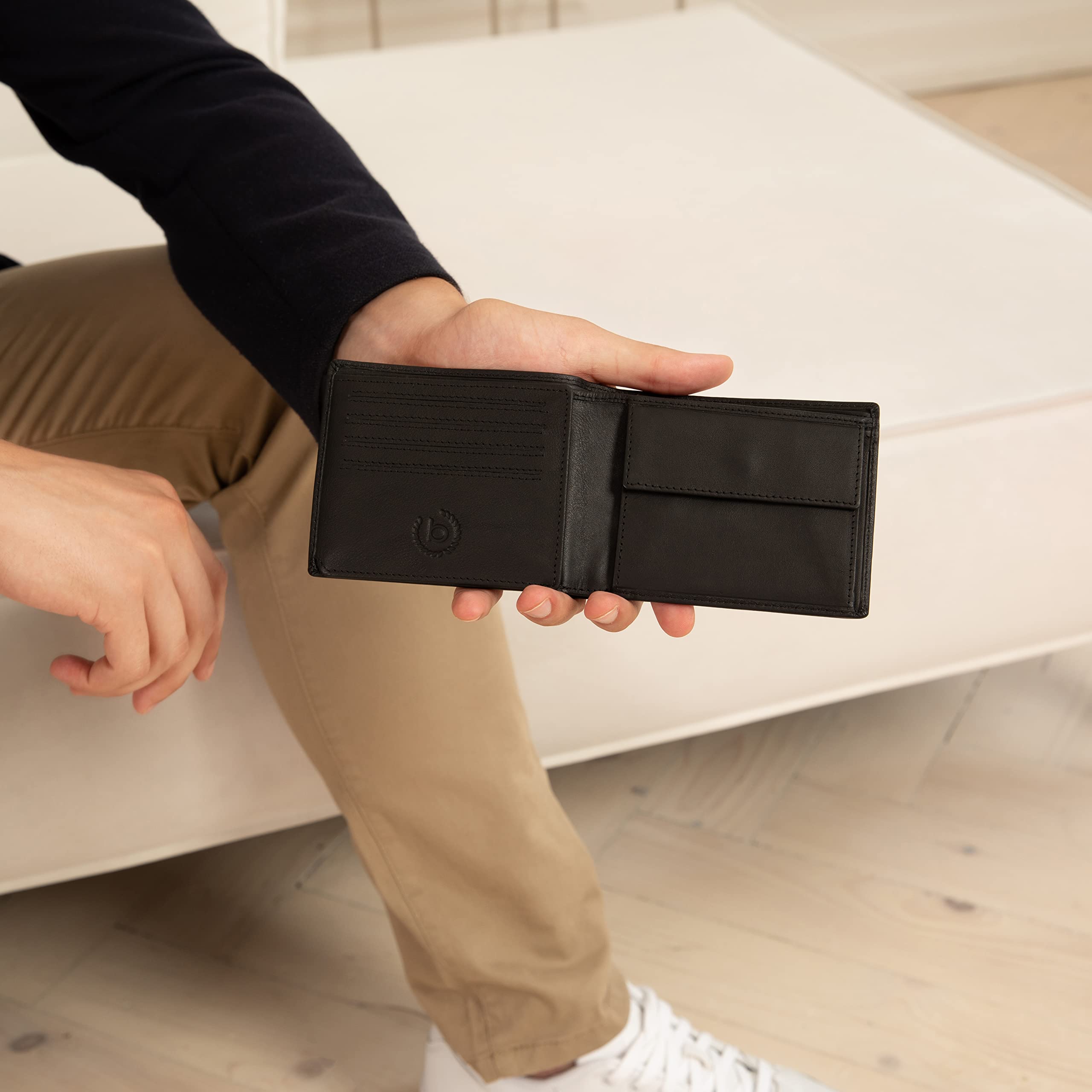 bugatti Lima Geldbörse Herren aus Leder, Portemonnaie Querformat mit RFID-Schutz, schwarz