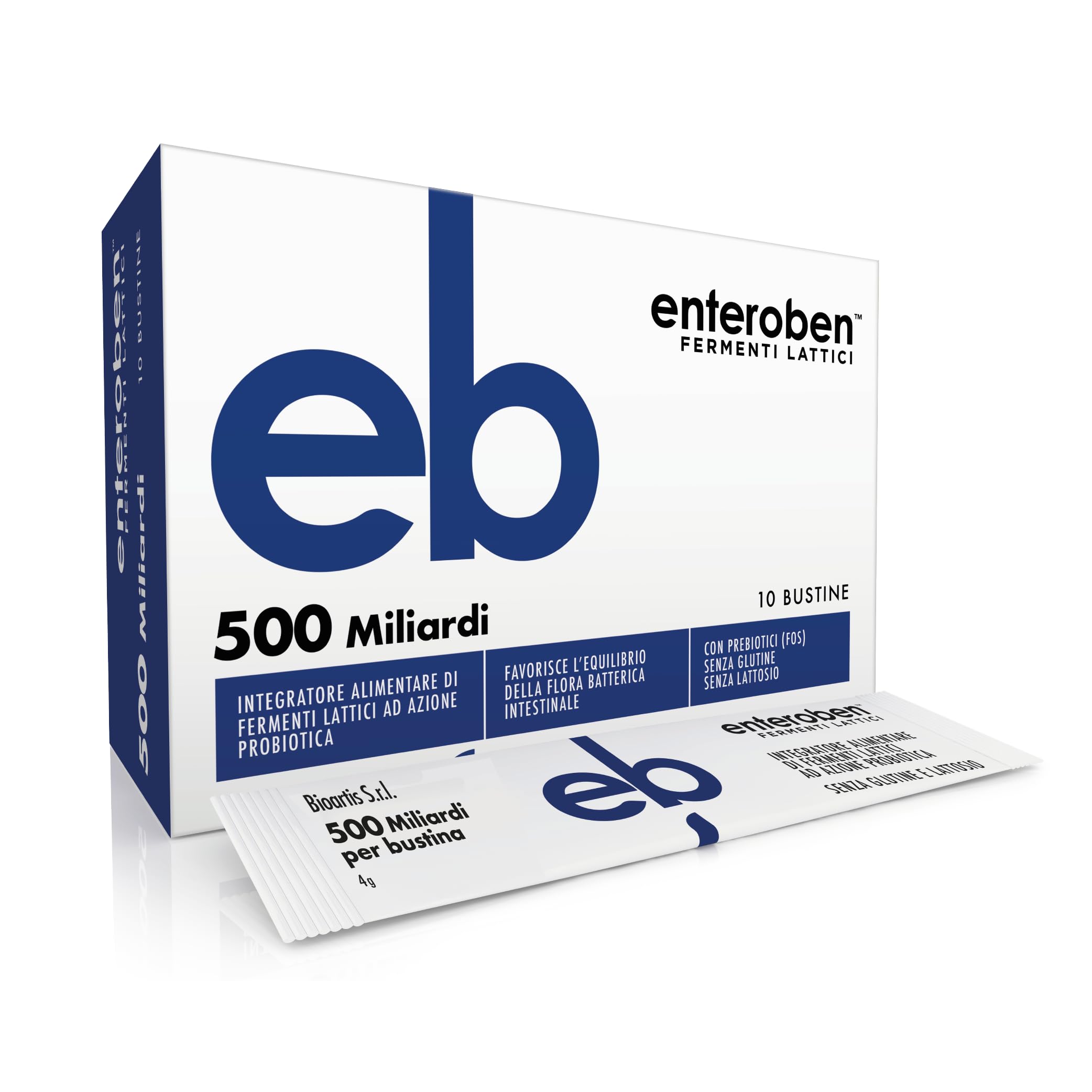 Enteroben - Integratore Alimentare di Fermenti Lattici Ad Azione Probiotica - La Carica Batterica Che Fa La Differenza (500 MLD 10 Bustine)