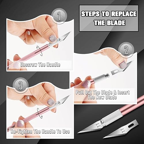 Vista 55 de DIYSELF Paquete de 2 cuchillos Exacto para manualidades, cuchillo de precisión Exacto, cuchillo de pasatiempo para modelos, cuchillo de manualidades