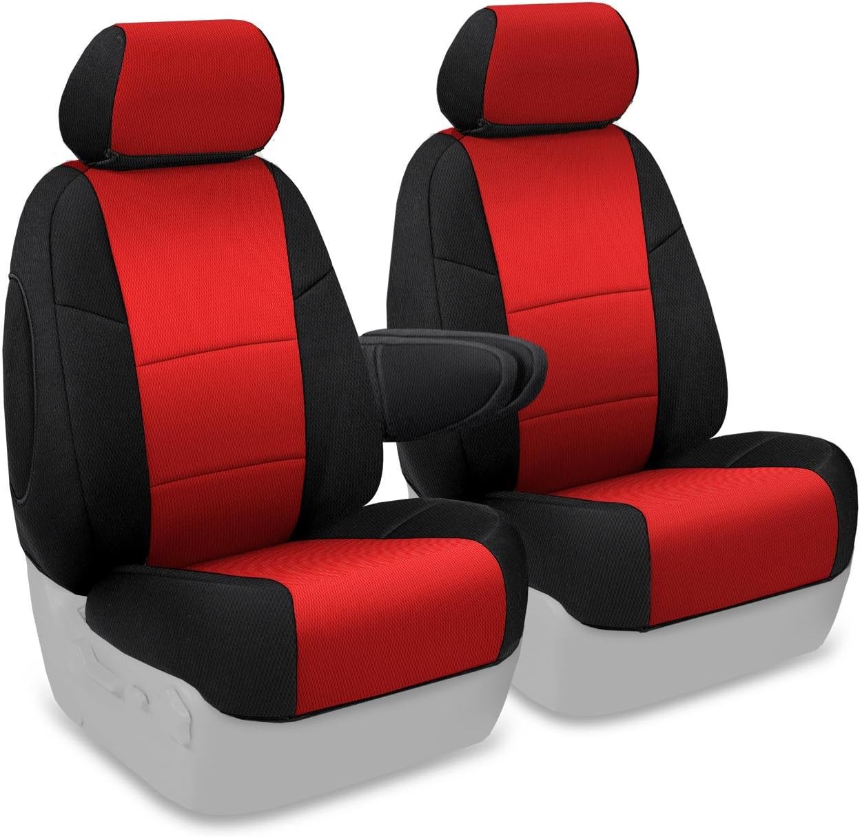 Coverking Custom Fit Center 50/50 Bucket Seat Cover for Select Buick Enclave Models - Spacermesh 2-Tone (Red with Black Sides)