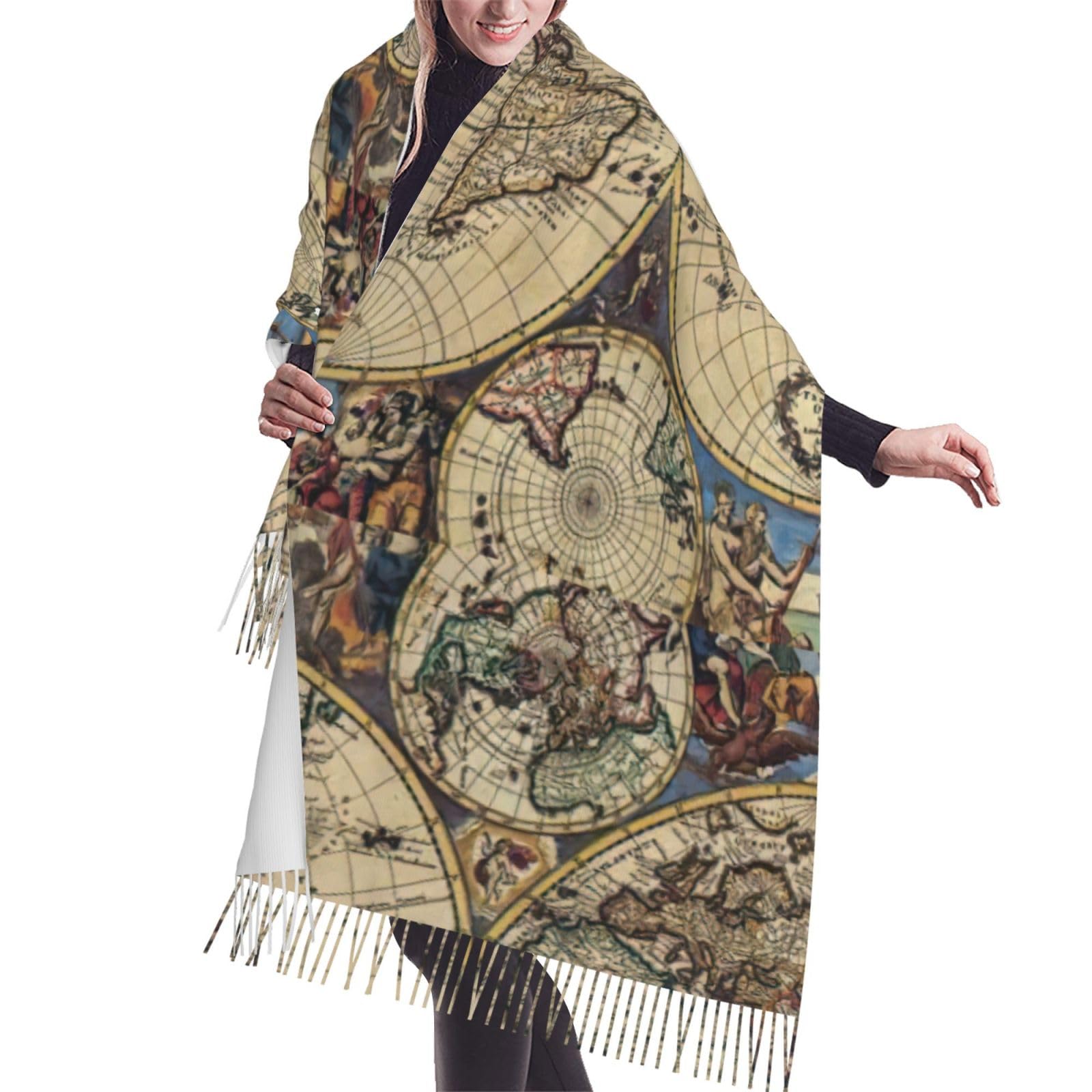 Marble Texture Print Soft Women'S Cashmerette Fringed Scarf Cape Fall And Winter Cashmere Shawl Warm Wrap