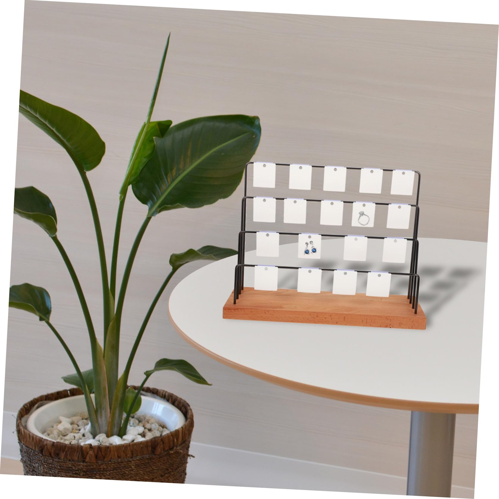 YARNOW Présentoir à Bijoux Organisateur de Bureau Multifonctionnel en Bois et Fer pour Boucles D'oreilles pour Maison et Diffusion en Direct