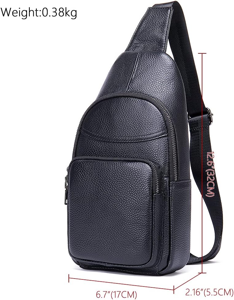 Genuine Leather Sling Bags for Men Crossbody Purse Vintage Small Messenger Shoulder Bag for Phone Side Chest Daypack Bag - Image 5