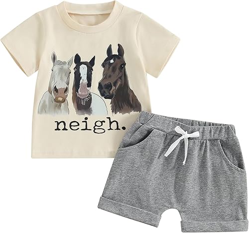 Ursobutegl Toddler Baby Boy Summer Clothes Country Farm Short Sleeve Western T-S