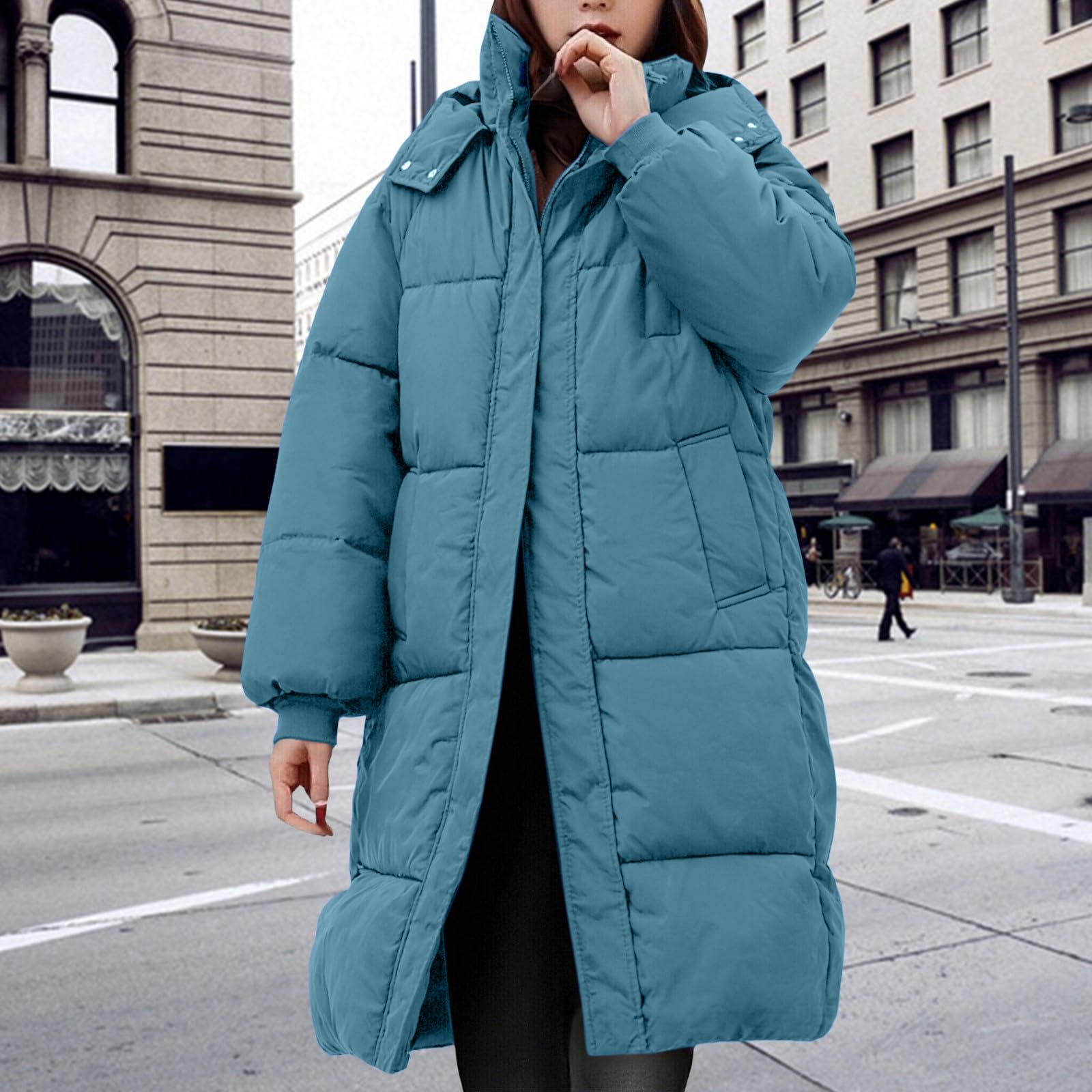 Daunenmantel Damen Lang Winter Steppjacke Daunen Wintermantel Gefüttert