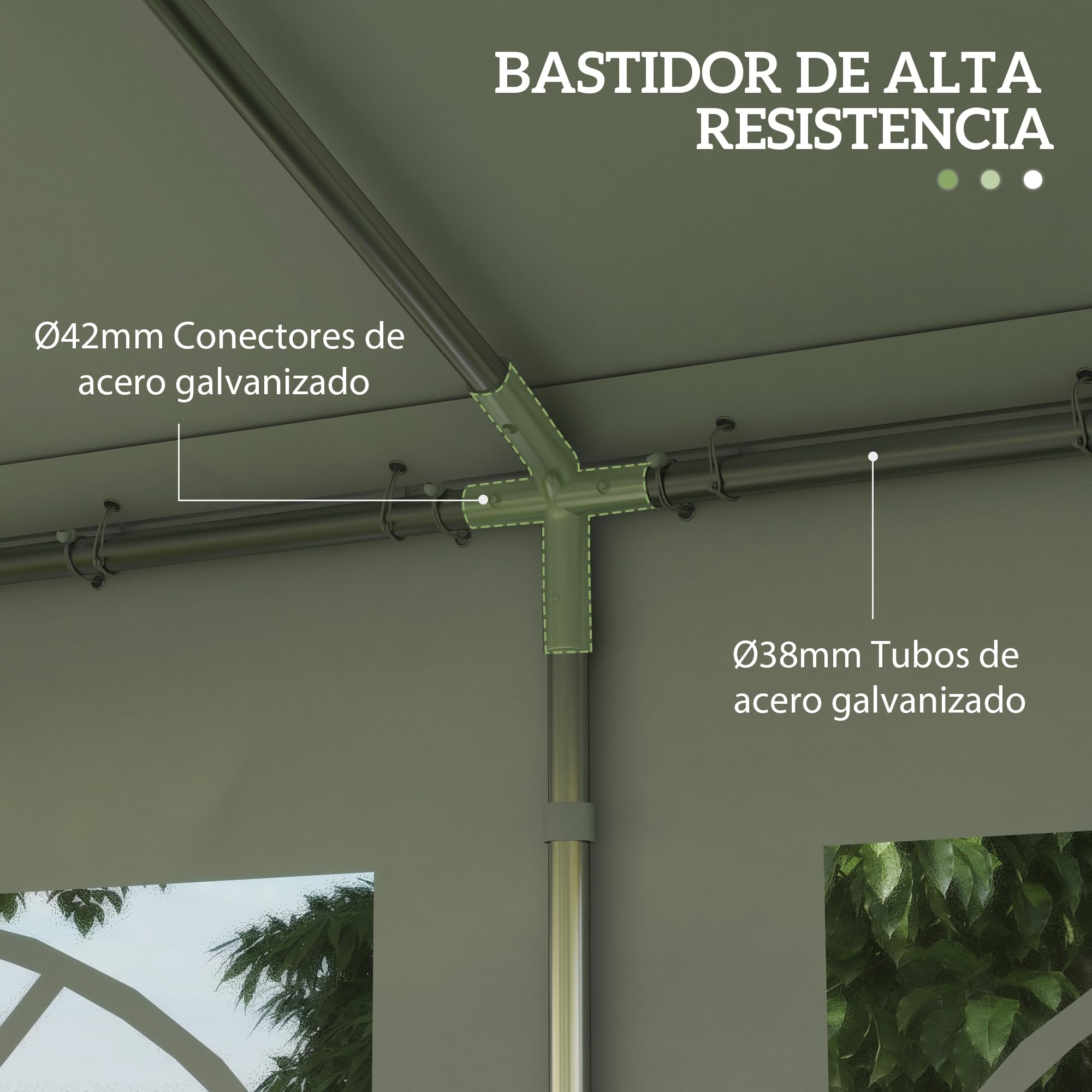 Outsunny Carpa para Fiesta Cochera Gazebo 6x4m Pergola Cenador Pabellón 4 Paneles Laterales Ventanas Anti-UV para Eventos Bodas Acero PE Blanco