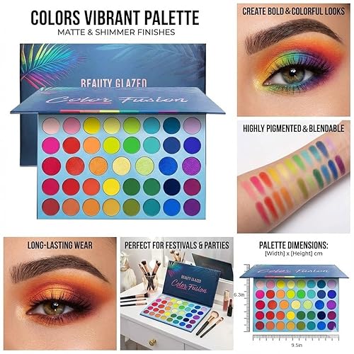 Miniatura 4 de BestLand Paleta de sombras de ojos arcoíris de 39 colores, maquillaje profesional, paletas de sombras de ojos metalizadas mate, polvo ultra