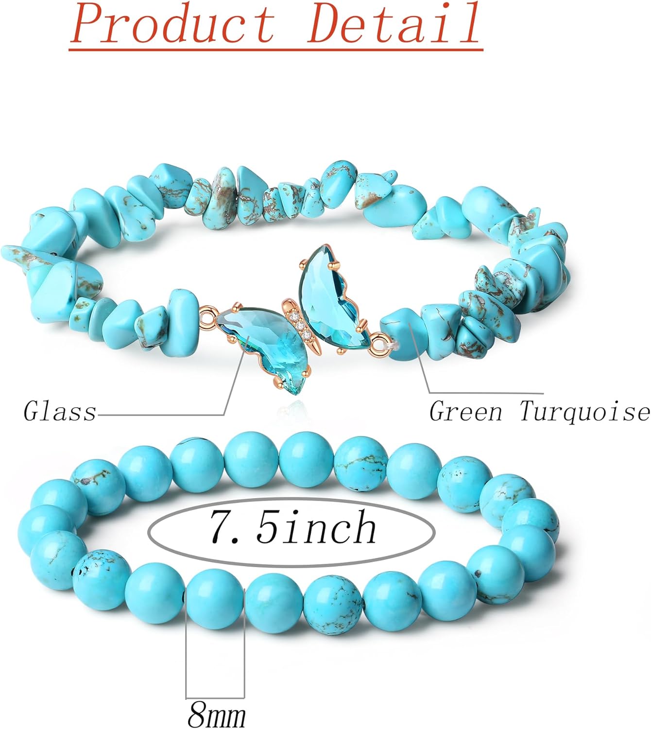 DUQGUHO 2Pcs Butterfly Bracelets for Women Healing Crystals Bracelets for Women Natural Gemstone Bead Bracelet Cute Butterfly Charm Bracelet Stretch 8mm Crystal Jewelry Gifts for Women - Image 6
