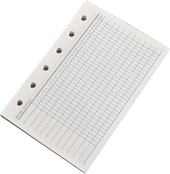 A7 Paper Refill Pack 40 Sheets, 6-Ring Binder Insert with Grid, Monthly, Weekly, and Daily Schedule & Expense Tracker