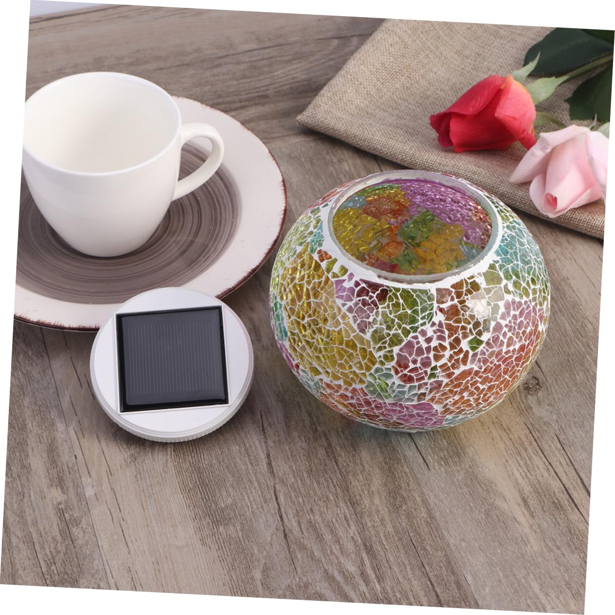 CRAFTHROU Lampada Solare da Tavolo in Vetro, Sfera Led, 2 Modalità | Cambiamento Colore, Spegnimento Automatico alla Luce del Giorno, Uso Esterno e Casa, Tema Natale