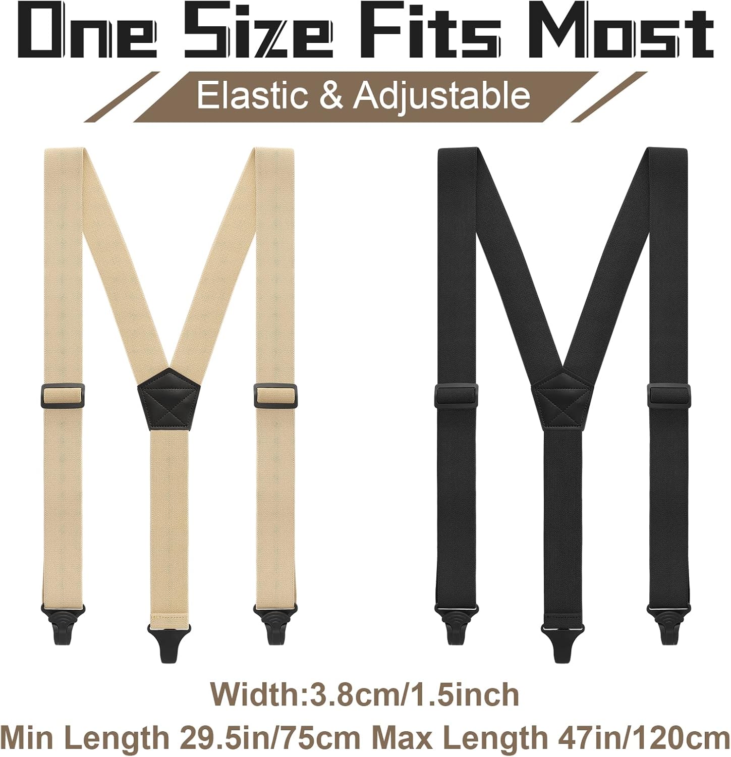 Janmercy 2 Pcs Men's Hidden Suspenders Y Back Under Clothing 1.5 Inch Wide Heavy Duty Adjustable - Image 7