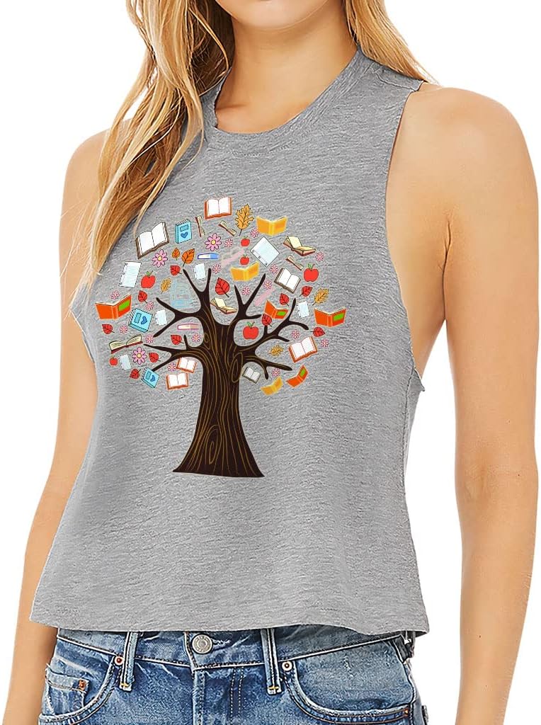 Tree of Knowledge Racerback Cropped Tank - Illustration Women's Tank - Unique Design Tank Top