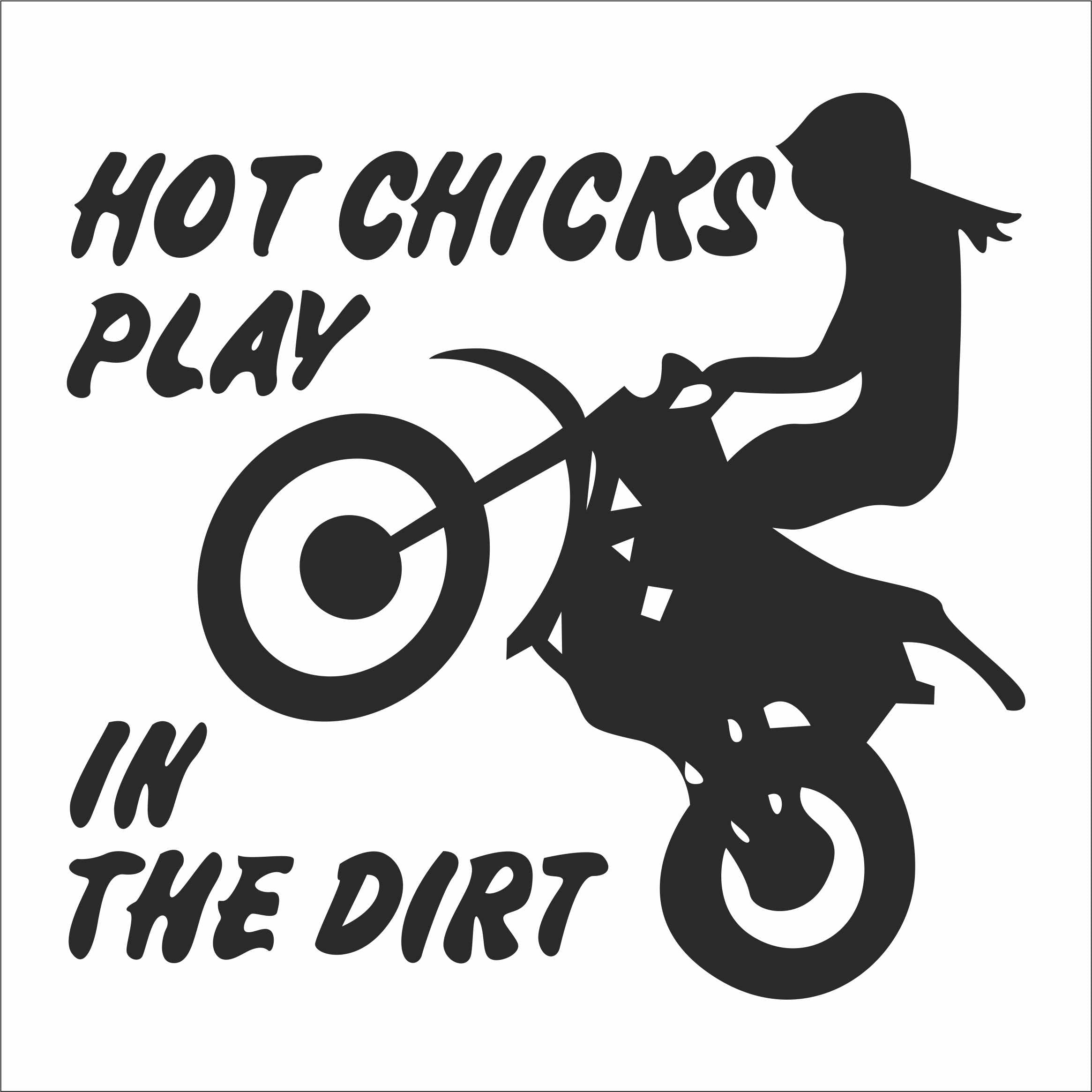 INDIGOS UG Adesivo JDM Die Cut – "Hot Chicks Play In Dirt" – Per Moto Enduro, Auto, Laptop – Nero, 93x88 Mm
