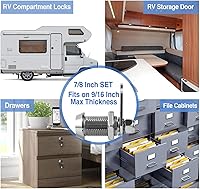 Vista 7 de RV Storage Locks - Keyed Alike, 7/8' Fits 9/16' Max Door Thickness, Camper Trailer Cabinet Locks (6 Pack)