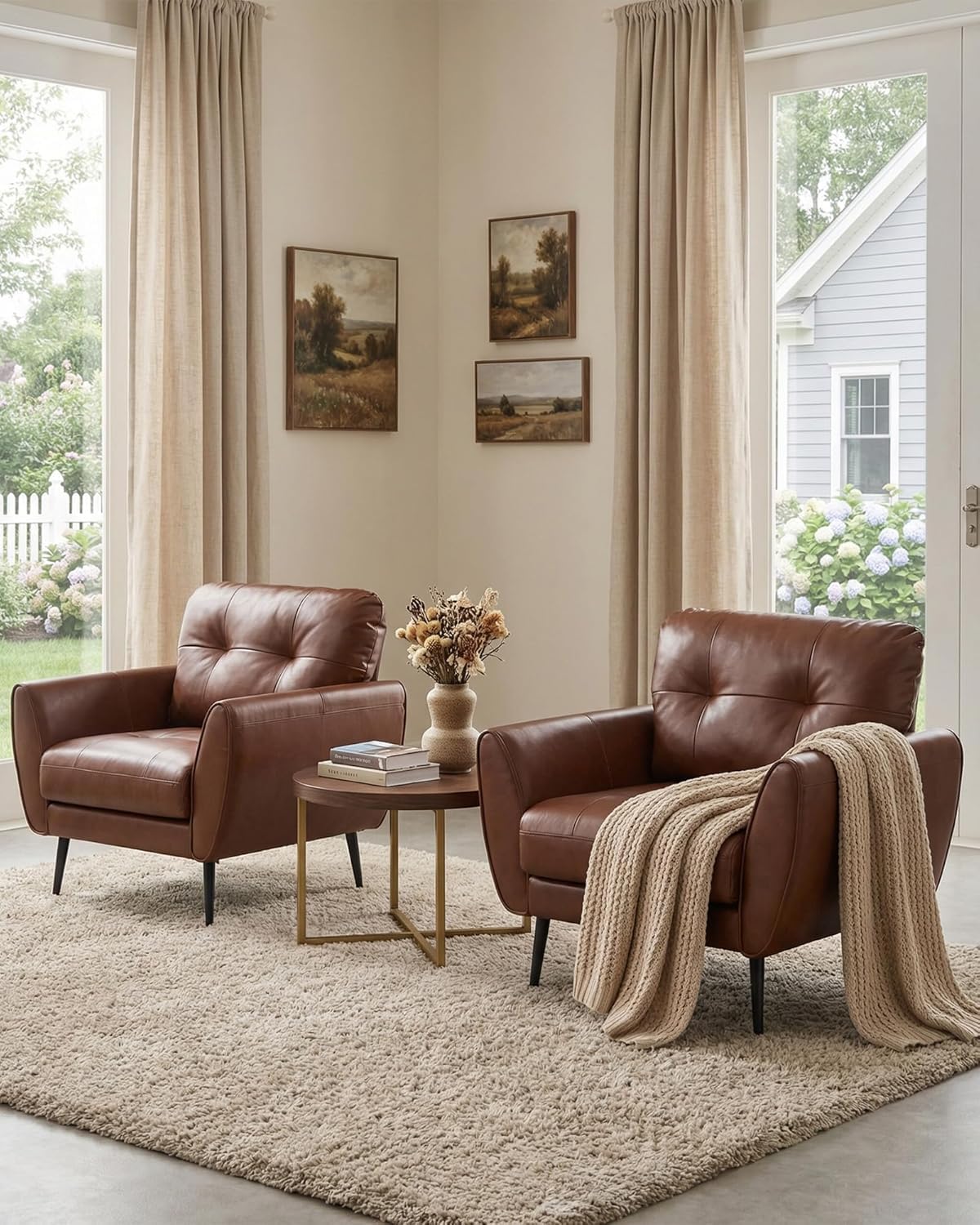 GRAVFORCE Sessel Wohnzimmer Ohrensessel Sessel mit Armlehnen Braun 2 | Prägunoserie Bequem und Modern Lesesessel Loungesessel Prägunoserie Einzelsofa Kunstleder