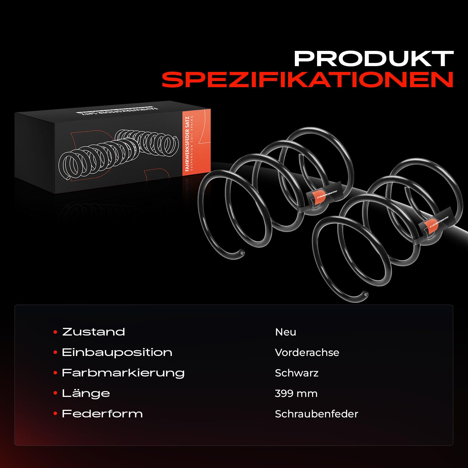 Frankberg 2 x sprężyny zawieszenia z przodu, kompatybilne z W203, CL203, 2000-2007, S203, 2001-2007, CL203, 2008-2011, C209, 2002-2009, zamiennik 2033214904