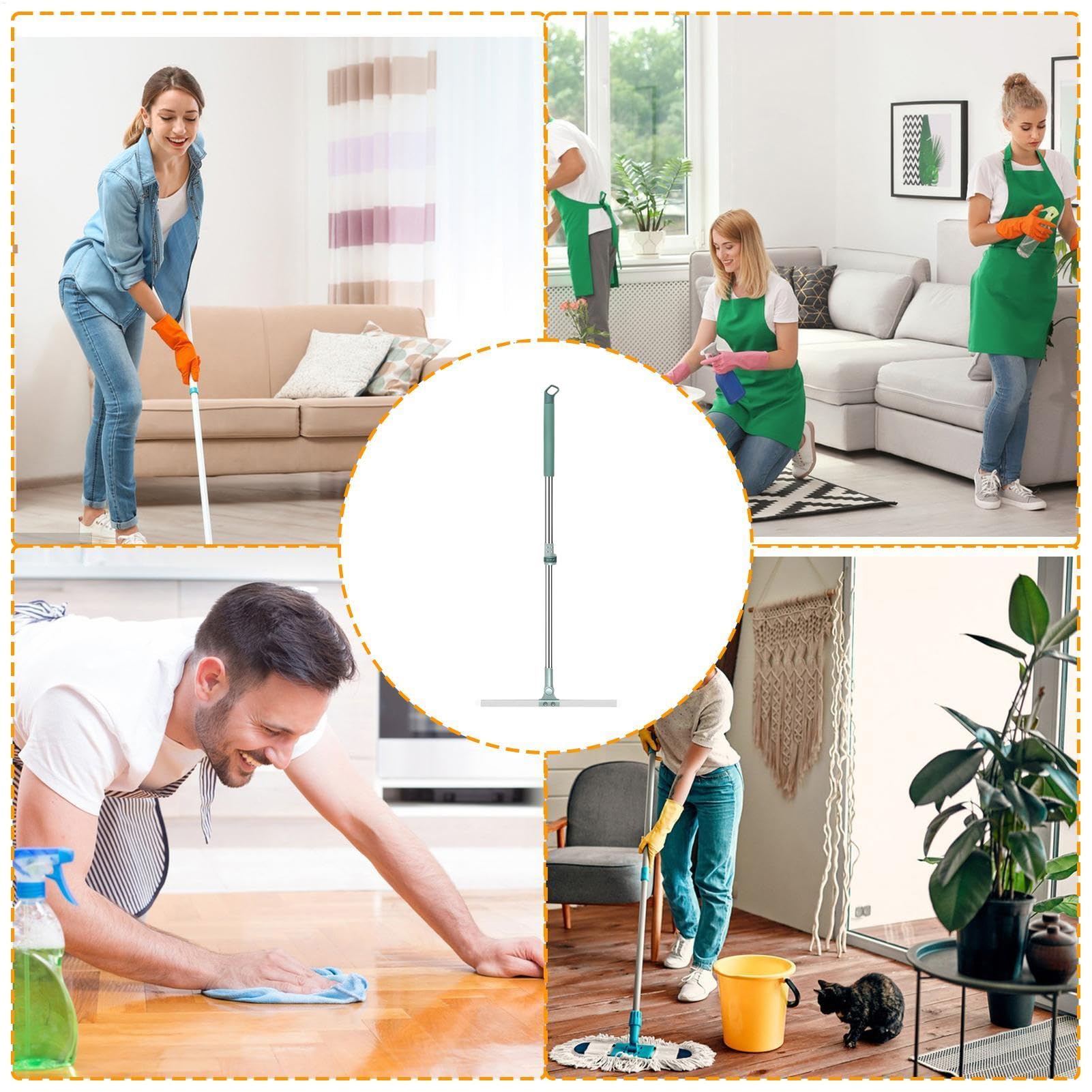 Magic Broom - Einziehbarer Besen | Bodenabzieher mit ausziehbarem Stiel | Multifunktionaler Silikonbesen | Silikon-Luftbesen für Zuhause | Gummibürste für Teppiche, Fliesen