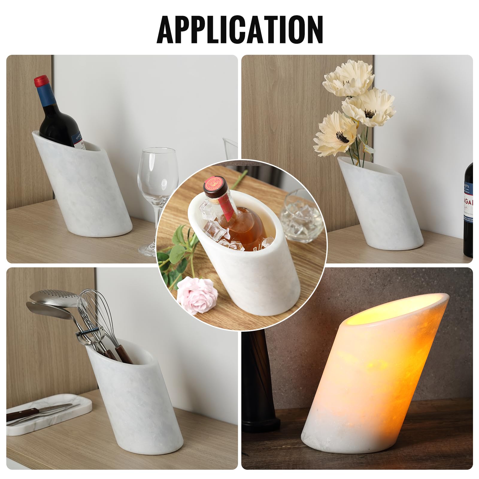 Enfriador de botellas de vino de mármol, enfriador portátil de mesa para champán para cóctel, fiesta, cena, oblicuo