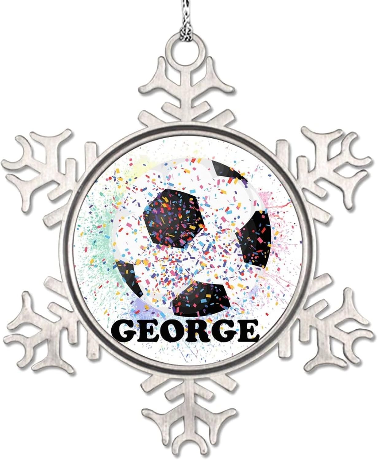 Soccer Christmas Ornaments 2023 Snowflake Ornament Realistic Sport Football Ornaments for Christmas Trees Novelty Metal Gift Xmas Tree Pendant Winter Holiday New Year Party Decor 3 Inch