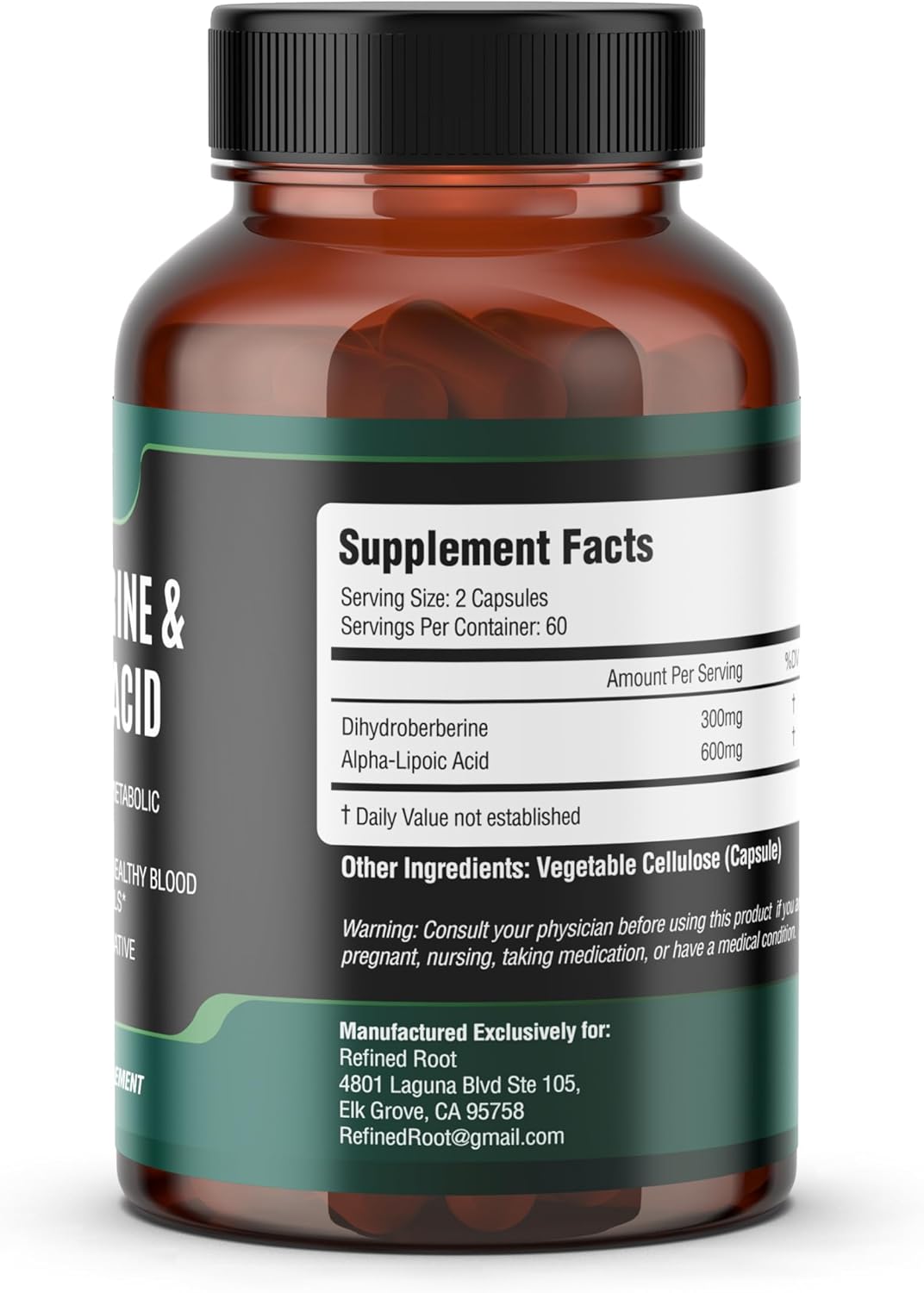 Refined Root Dihydroberberine 300mg with Alpha Lipoic Acid 600mg Supplement - Extra Strength Berberine Supplement with Alpha-Lipoic Acid (ALA) - Advanced Dihydroberberine for Optimal Health - Image 6