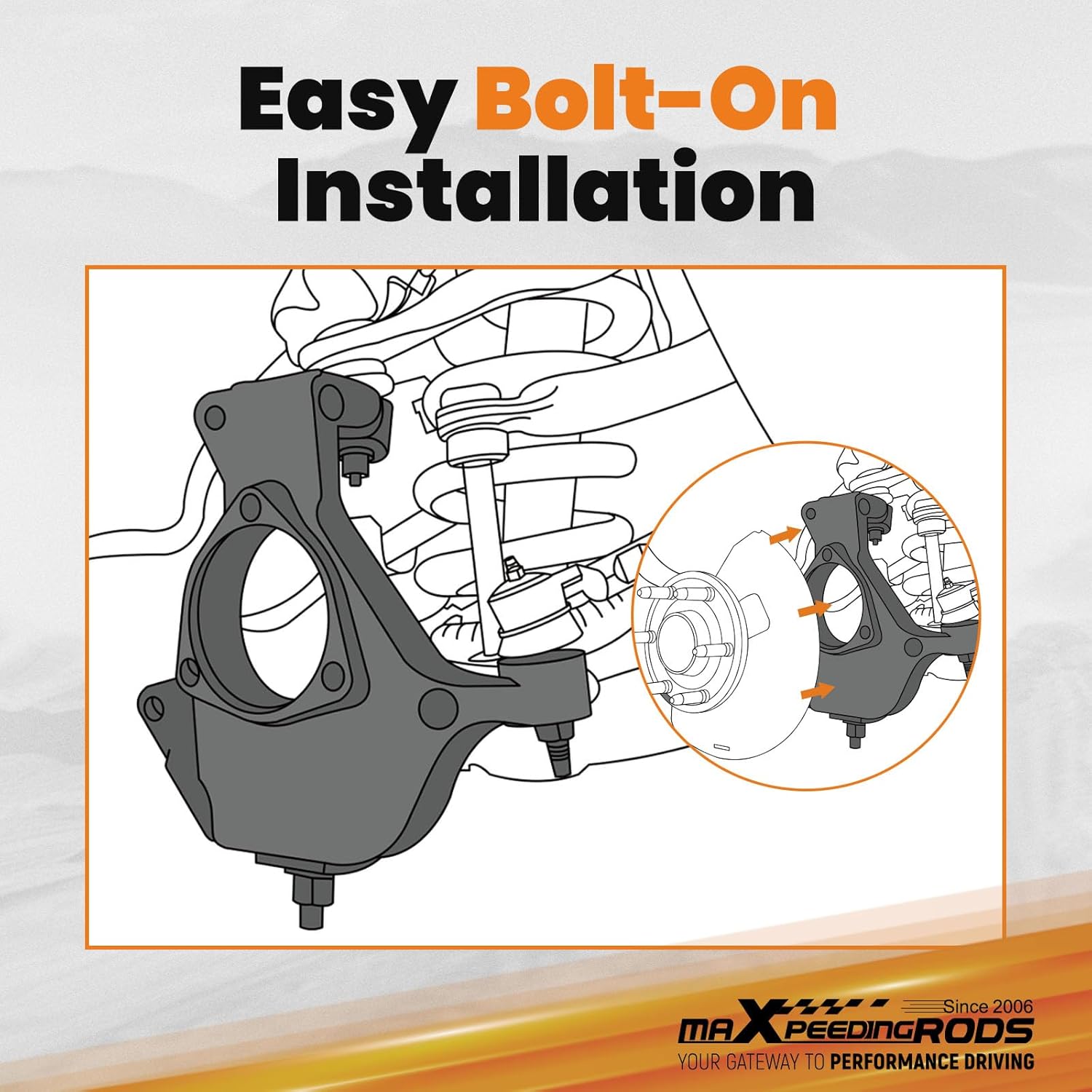 maXpeedingrods 4.5" Lift Spindles Knuckles for Chevy Silverado/GMC Sierra 1500 2WD 2007-2017, for Tahoe/Avalanche/Yukon XL/Suburban/Escalade 2007-2014