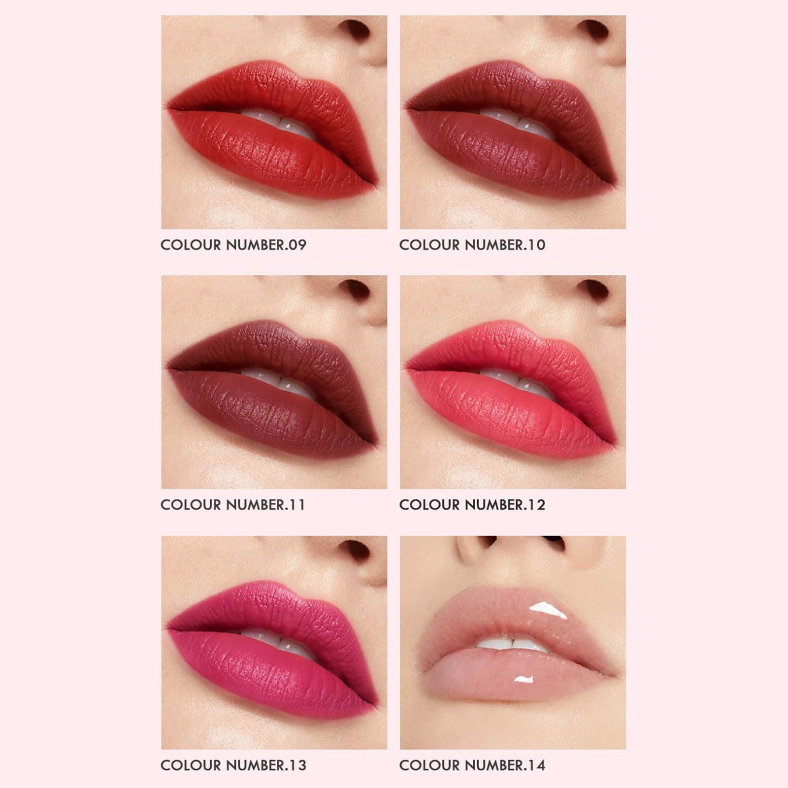 Wasserdichter Lippenstift mit mattem Samt Finish, langlebige, wischfeste Formeln, 14 Farbtöne, feuchtigkeitsspendender, nicht übertragender Lipgloss, mattierter Lippenstift