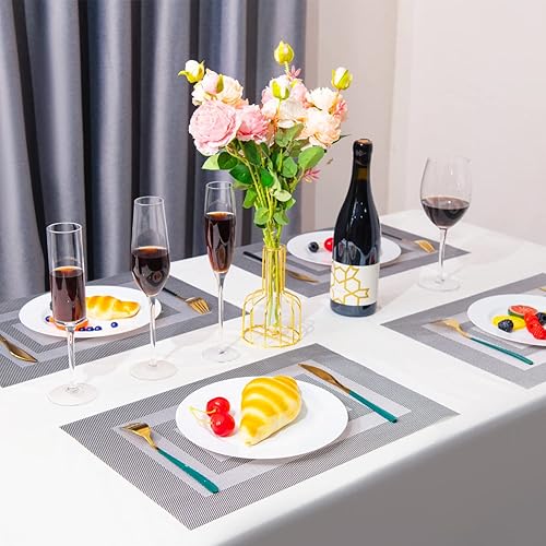 Miniatura 5 de REDANDOR Manteles individuales de vinilo de plástico, lavable, resistente al calor, duradero, PVC, antideslizante, tejido para cocina, comedor