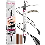iMethod Curved Eyebrow Pen - 2-in-1 Dual-Ended Eyebrow Pencil with Curved Tip and Precise Brush-Tip, Microblading Pen for Natural Brows, Dark Brown