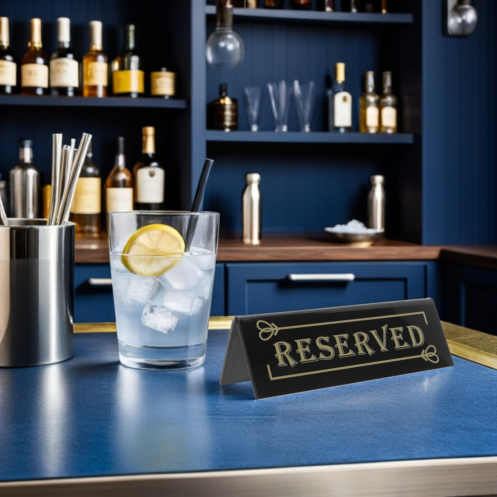 Beaupretty 10 Carteles Acrílicos de Mesa Reservada Negros para Restaurante, Bodas y Eventos, Señalización Doble Cara Reutilizable para Banquetes y Recepciones, Marcadores de Asiento