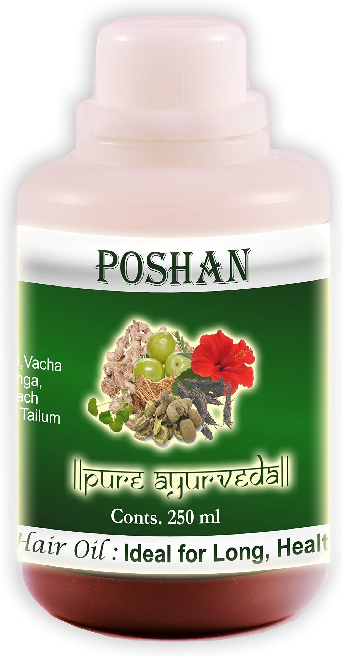 - Poshan Ayurvedic Hair Oil, Pure, Herbal & Natural, with nourishing Bhringraj, Hibsicus, Khus, Amla and other Anti Hair fall herbs 250 ml