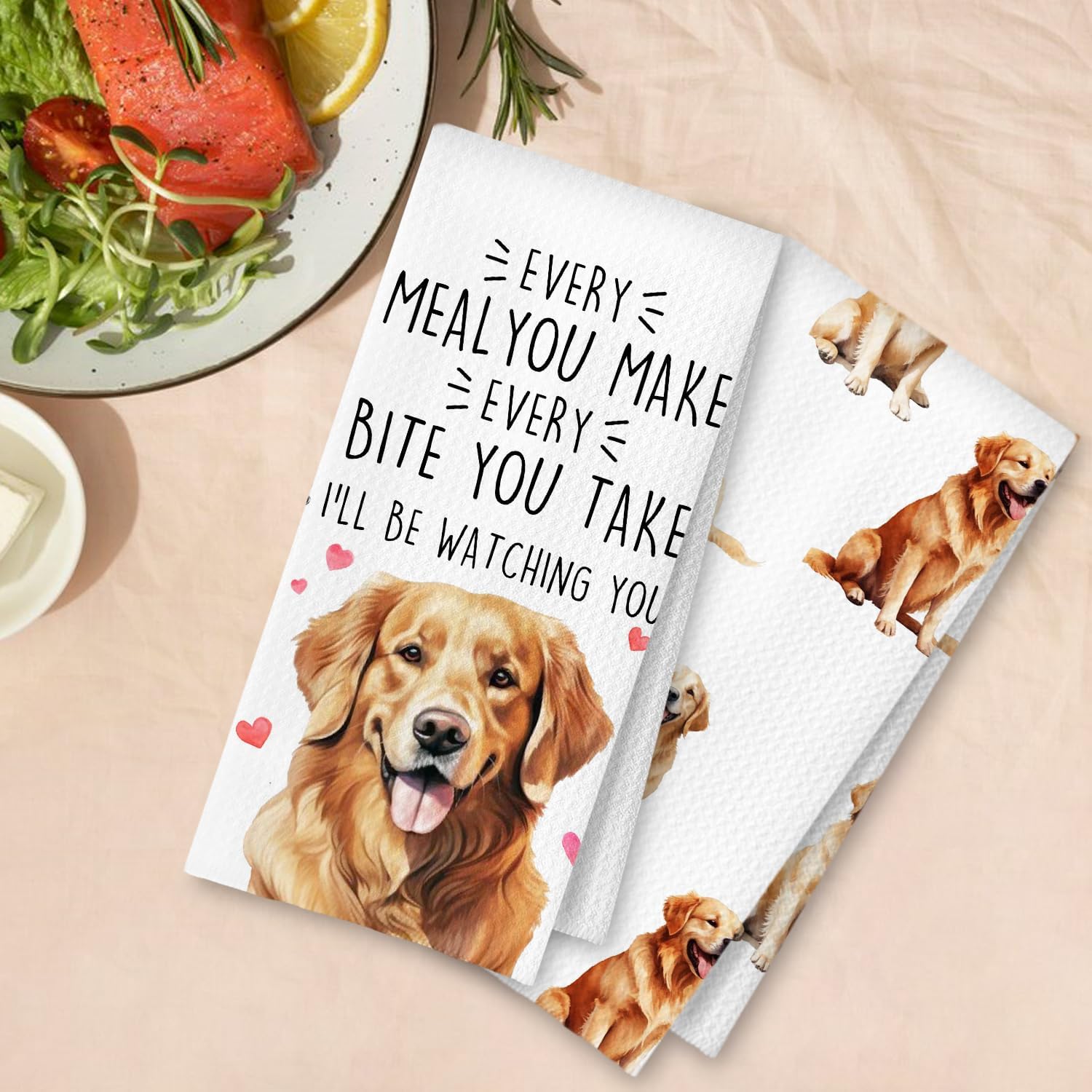 Golden Retriever Kitchen Towels Set of 2, Golden Retriever Gifts for Lovers Women Men Dish Tea Towels for Kitchen Decor, Dog Mom Lovers Owners Gifts Hand Towels, 16x24 Inches - Image 4