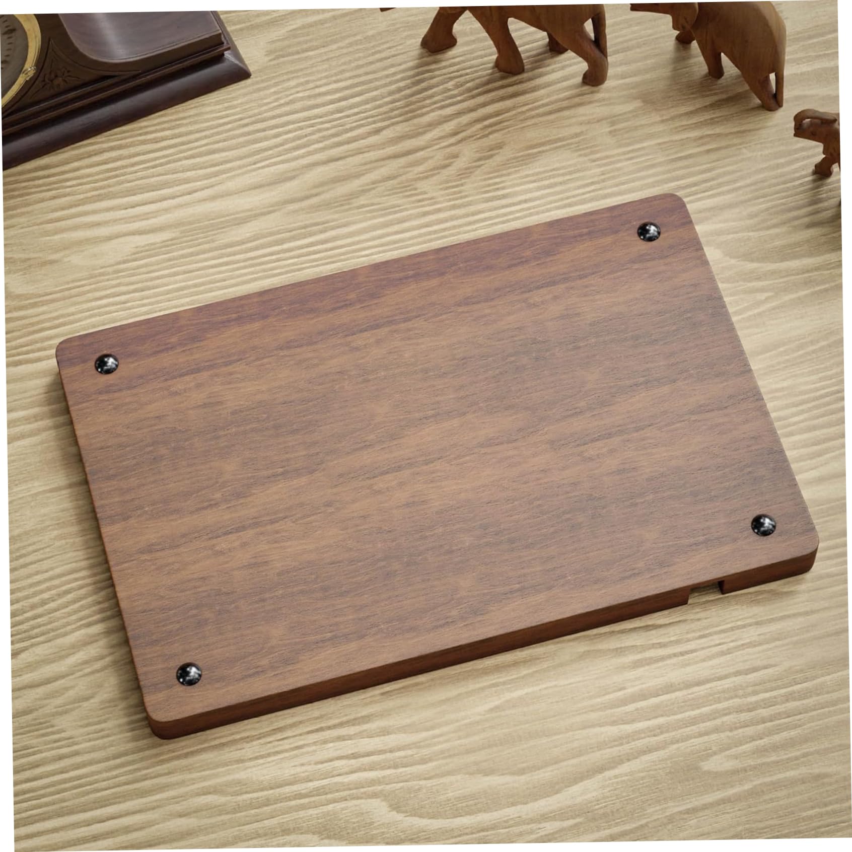 Organiseur de table de nuit, plateau voiturier en bois avec incrustation en cuir, organisateur table nuit 12 x 8 compartiments pour hommes et femmes, plateau fourre-tout pour clés, téléphone