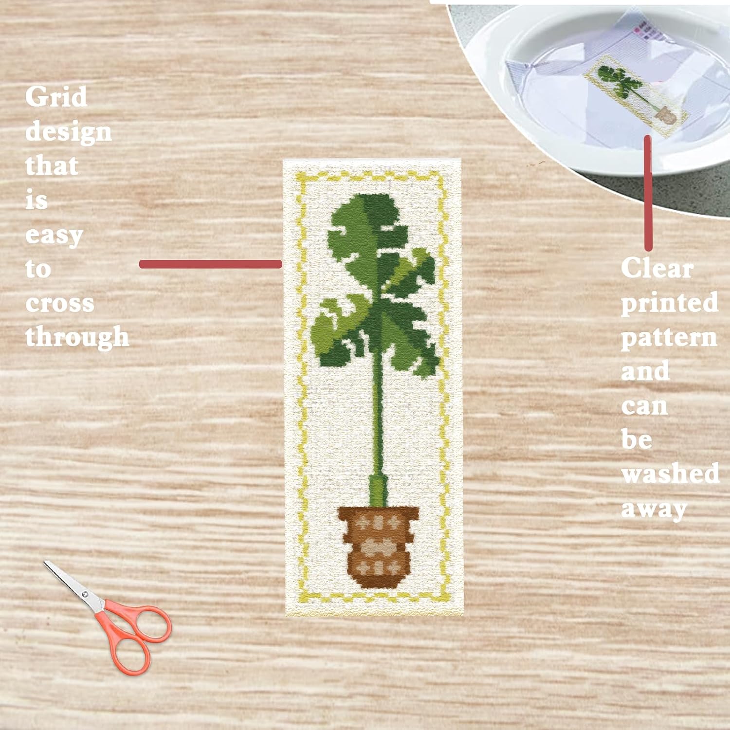 FREEBLOSS 6 Set Cross Stitch Bookmark Kit Green Plants Patterned Embroidery Bookmarks with Instruction Cross Stitch Kits for Adults 8''x2.4''