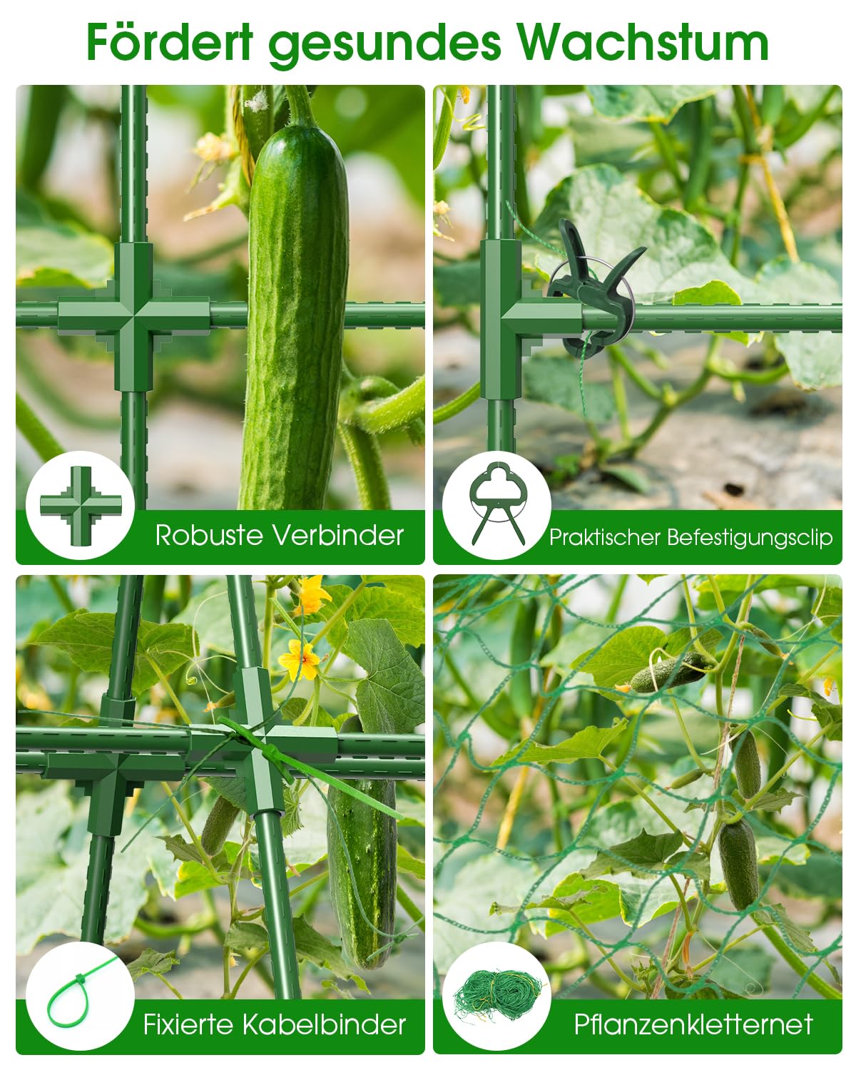 MYMULIKE 2 Stück Gurken Rankhilfe, 168cm x 120cm Garten Rankgitter für Kletterpflanzen im Freien, A-Rahmen, Abnehmbares Rankhilfe für Hochbeet, Trellis für Tomaten, Kürbis, Gemüse, Blumen