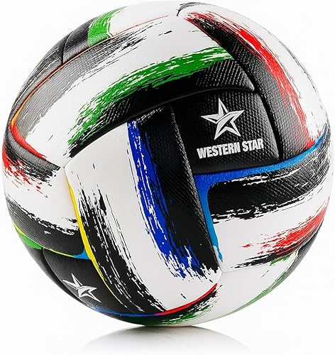 Miniatura 7 de Western Star Soccer Ball Size 4 & Size 5 - Official Match Weight - 5 Colors - Youth & Adult Soccer Players - Thermo Bonded Hybrid Balls - Reinforced